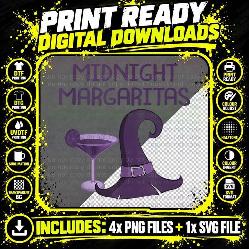 Midnight Margaritas Funny Wiccan Pagan Cheeky Witch Png SVG Digital Bundle