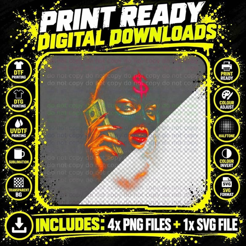 Moneybags Clown T-Shirt, Dollar Sign Print Png SVG Digital Bundle