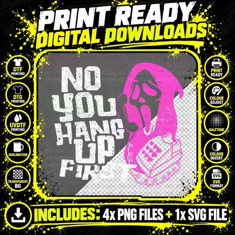 No You Hang up First Halloween Funny Ghost Call Png SVG Digital Bundle