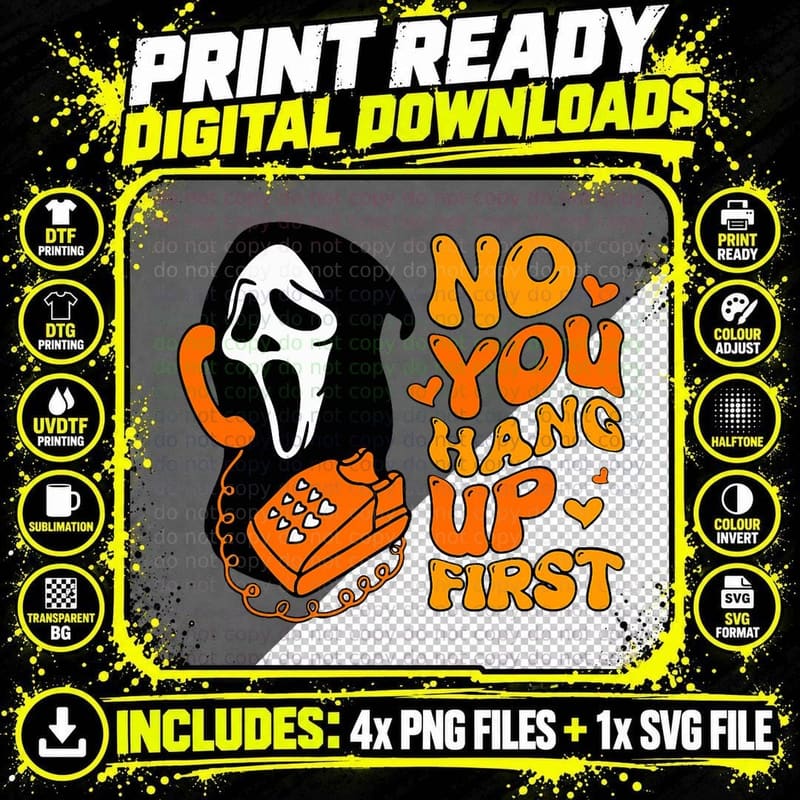 No You Hang up First, Ghost Calling Halloween T-Shirt Png SVG Digital Bundle
