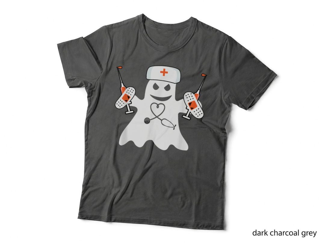 Nurse Ghost Lazy Halloween Costume Funny Nursing RN LPN T-Shirt