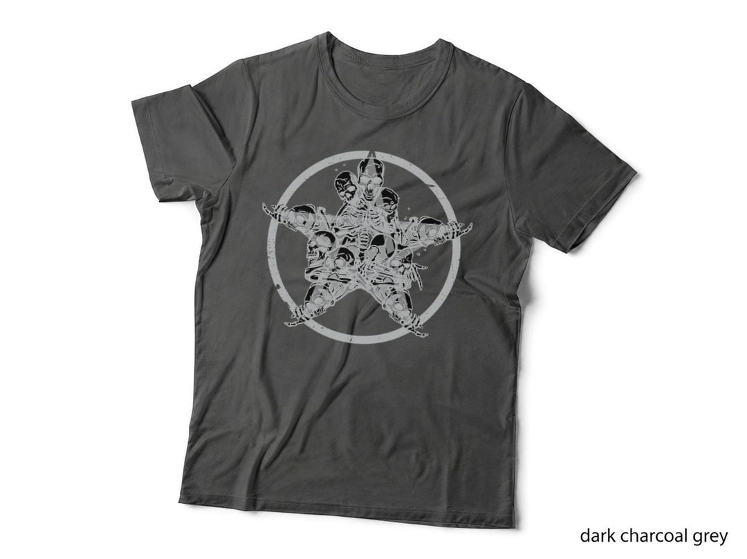 Occult Satanism Goth Punk Metal Head Creepy Skull Pentacle T-Shirt