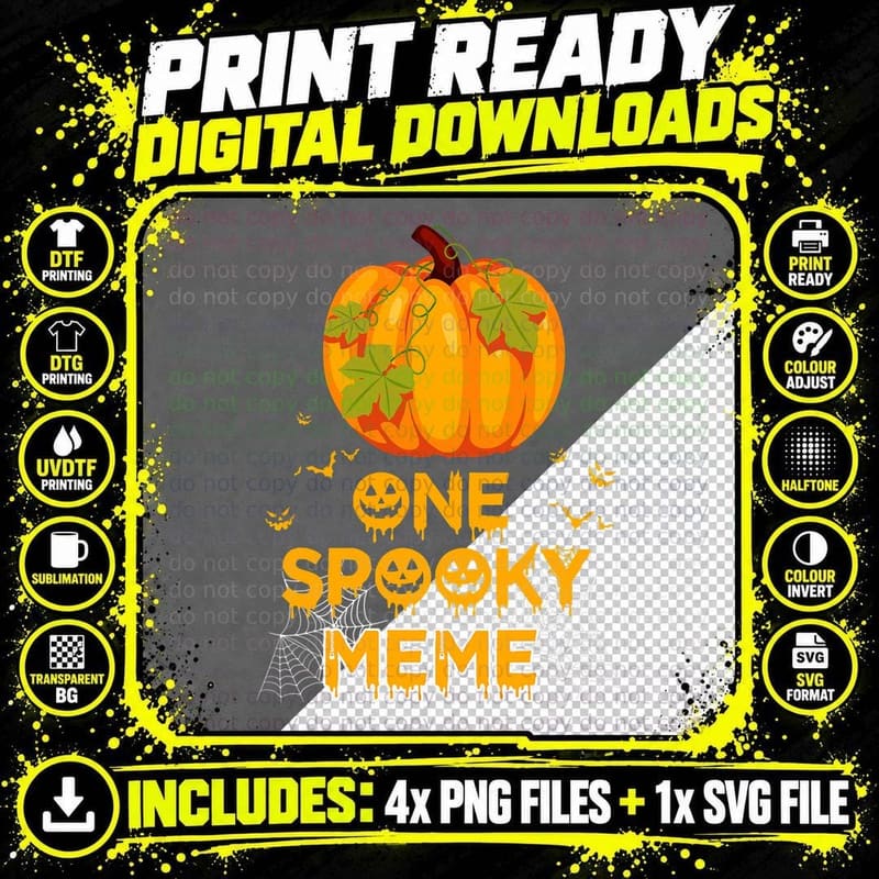 One Spooky Meme Funny Family Halloween Costume Matching Png SVG Digital Bundle