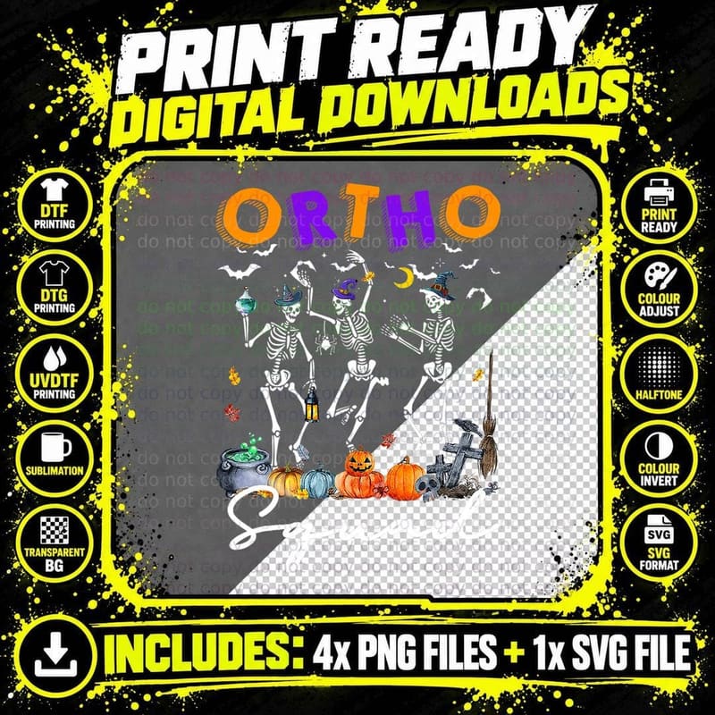 Ortho Squad Halloween Pumpkin Dancing Orthopedic Png SVG Digital Bundle