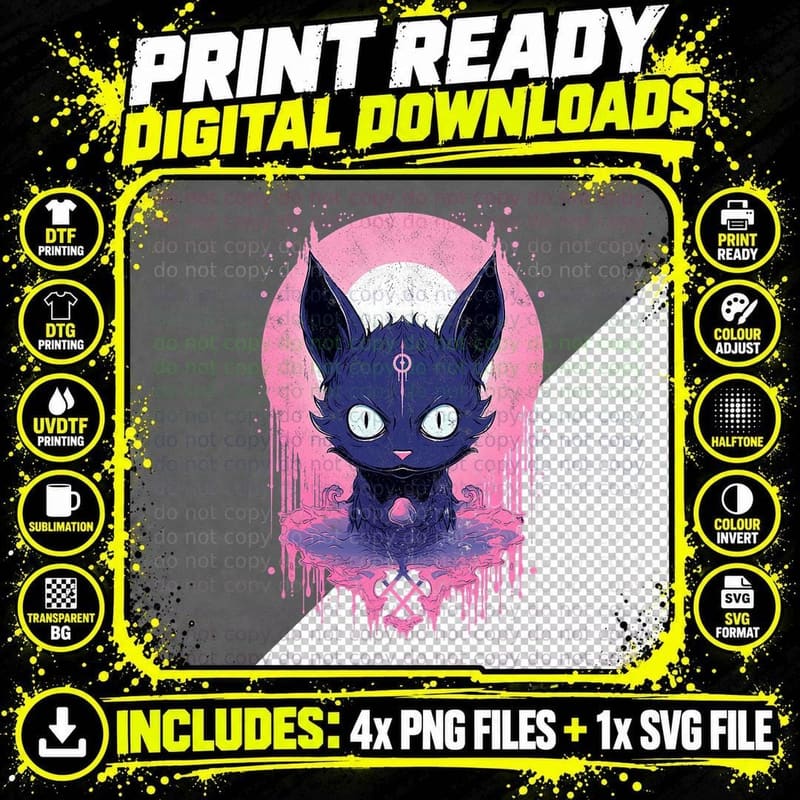 Pastel Goth Aesthetic Kawaii Creepy T-Shirt Png SVG Digital Bundle