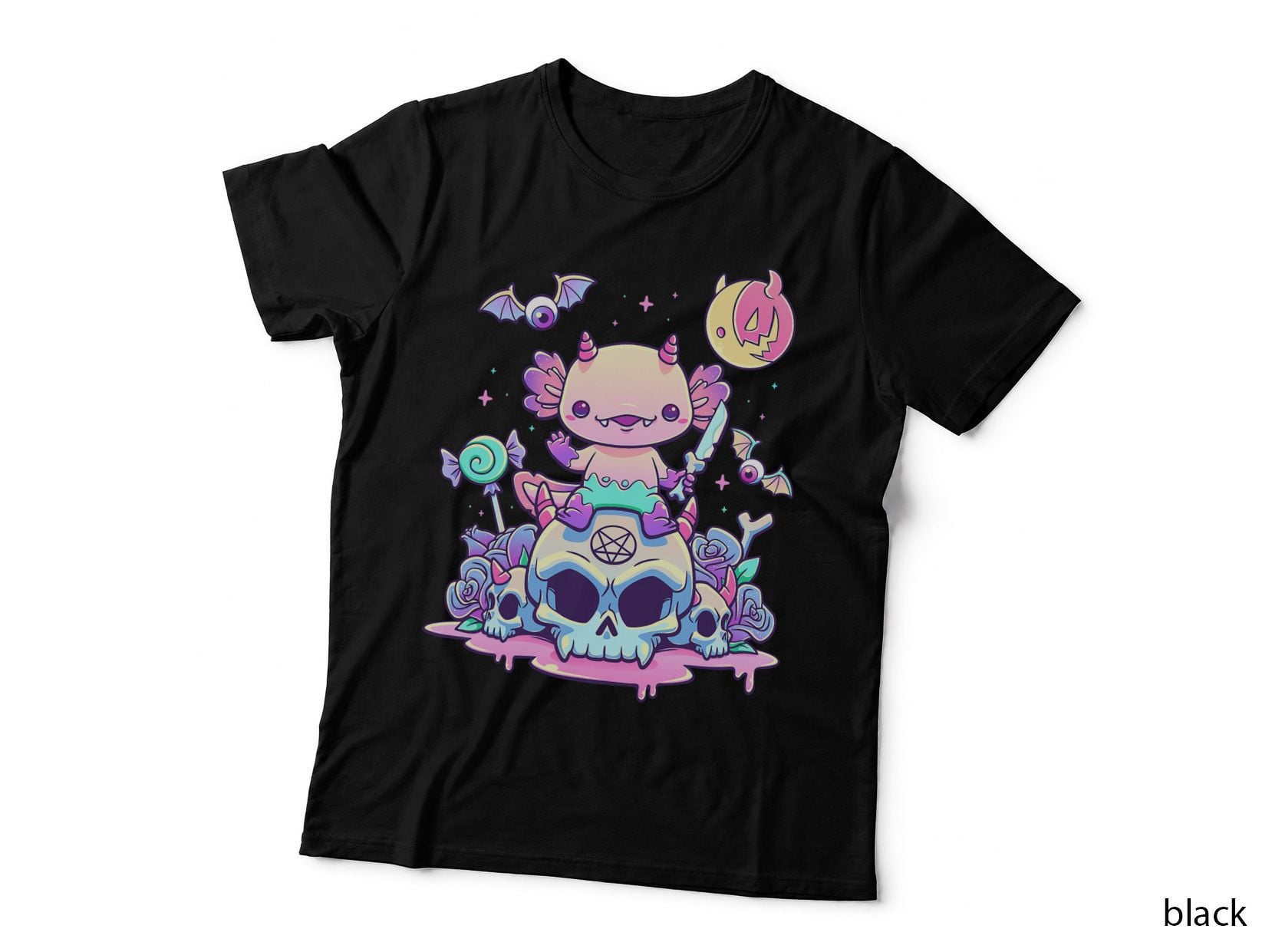 Pastel Goth Axolotl Creepy Gothic Kawaii Anime Aesthetic T-Shirt