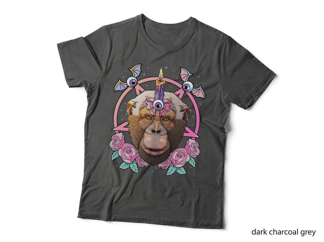 Pastel Goth Chimpanzee Pagan Creepy Menhera Chimpanzee T-Shirt