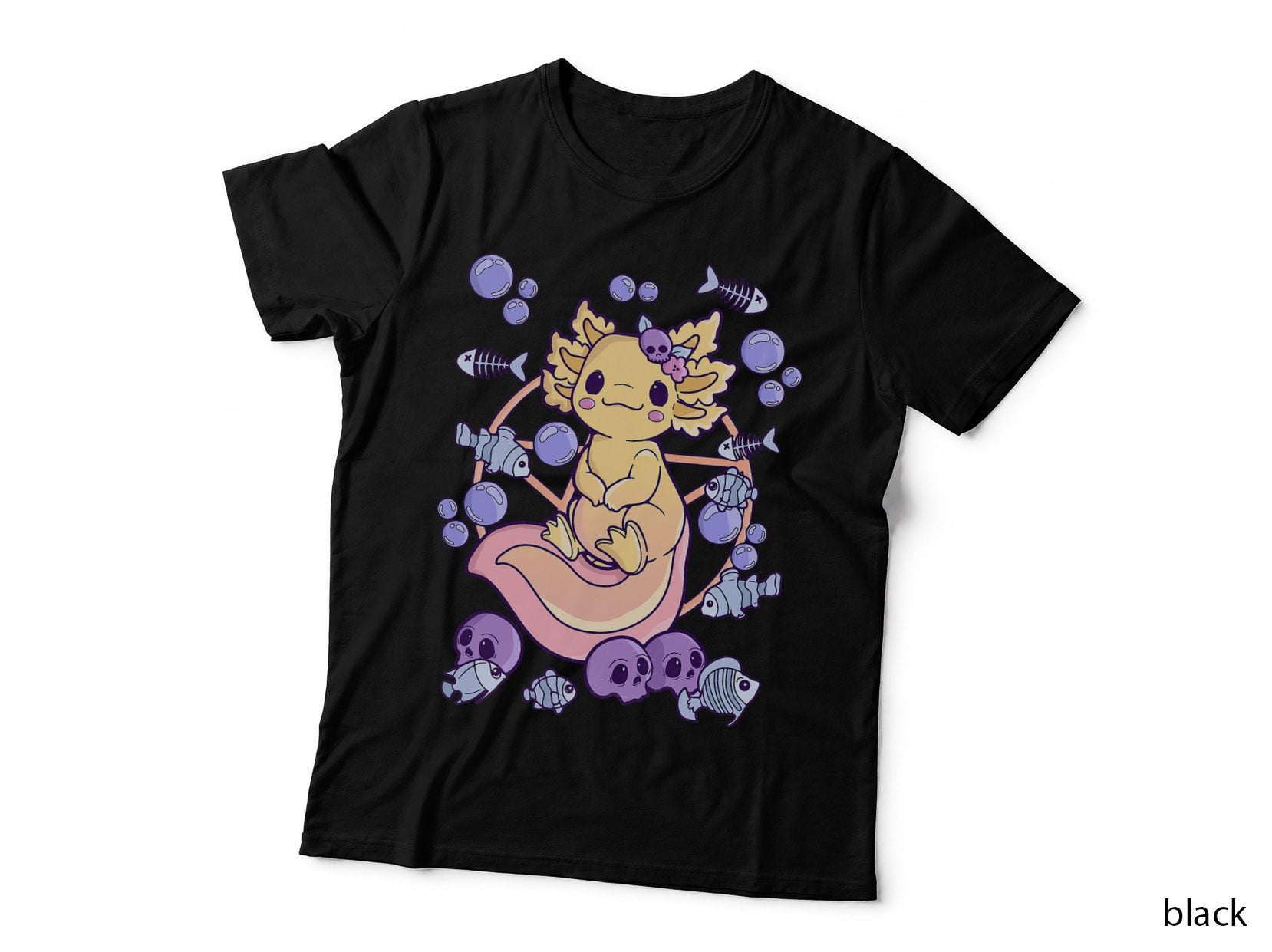 Pastel Goth Halloween Horror Chibi Axolotl Creepy Kawaii T-Shirt