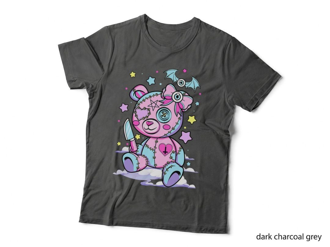 Pastel Goth Scary Cute Teddy Bear Wicca Witch Kawaii Anime T-Shirt