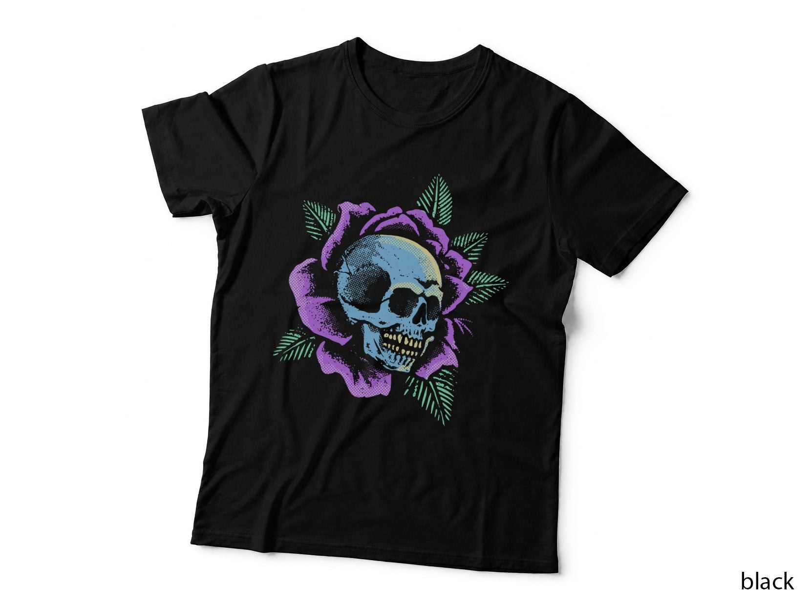 Pastel Goth Skull and Roses Gothic Floral Bones Halloween T-Shirt