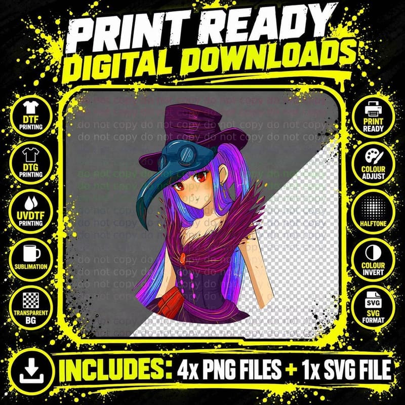 Pastel Goth Steampunk Vaporwave Plague Doctor Creepy Png SVG Digital Bundle