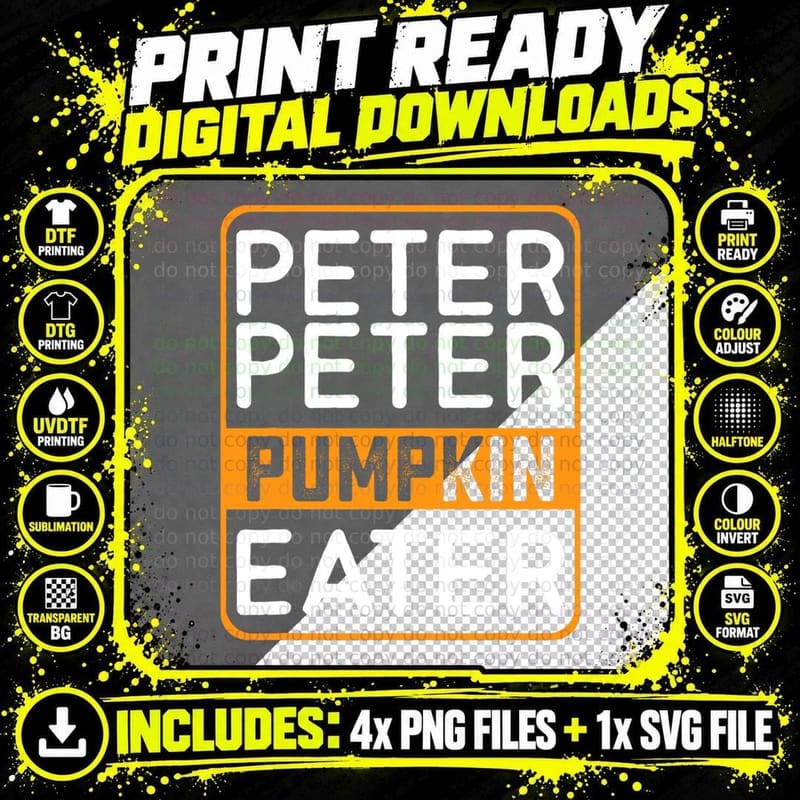 Peter Pumpkin Eater Halloween Matching Couple Funny Png SVG Digital Bundle