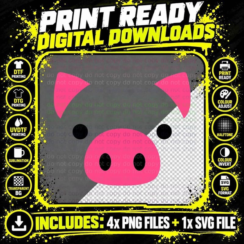 Pig Face Costume Funny Halloween T-Shirt Png SVG Digital Bundle