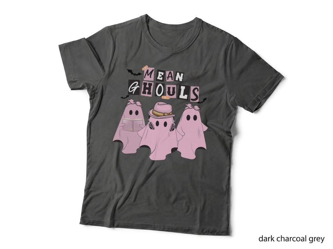 Pink Ghost Reading Book Mean Ghouls Happy Halloween T-Shirt