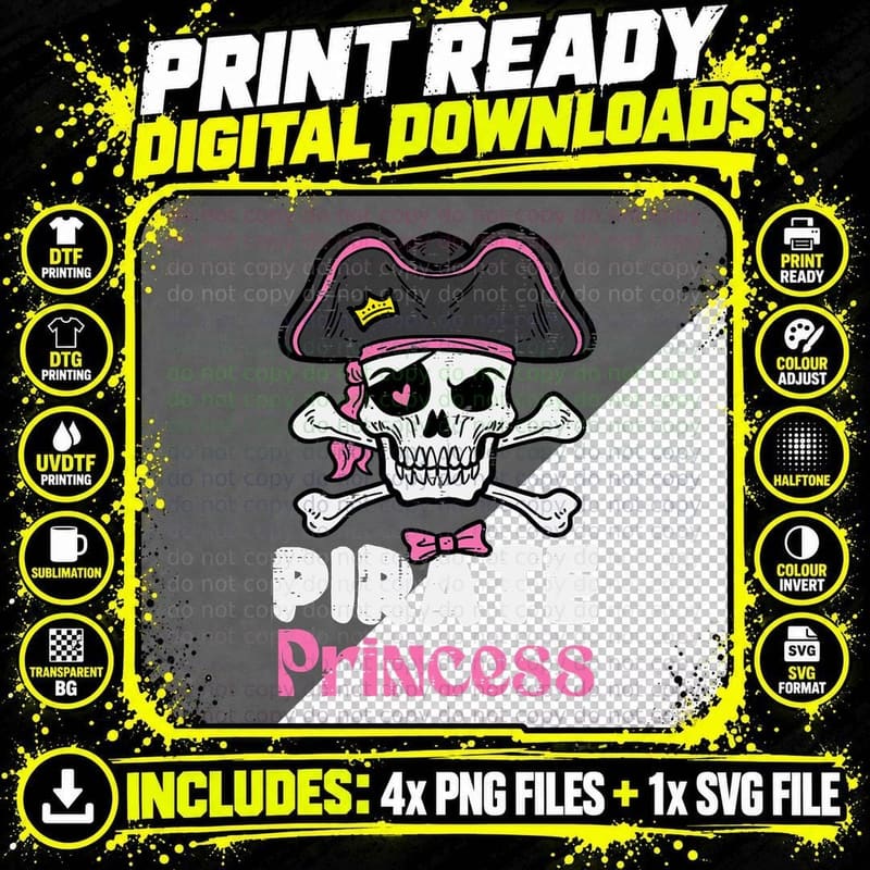 Pirate Princess Halloween Costume Women Toddler Girls Png SVG Digital Bundle