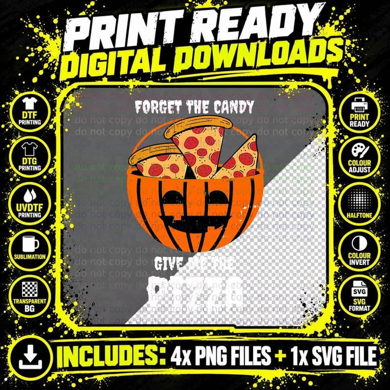 Pizza Pumpkin Jackolantern Costume Easy Halloween Gifts Png SVG Digital Bundle