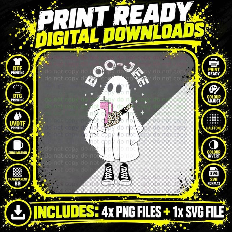 Pocket Spooky Season Cute Ghost Halloween Boujee Boo Jee Png SVG Digital Bundle