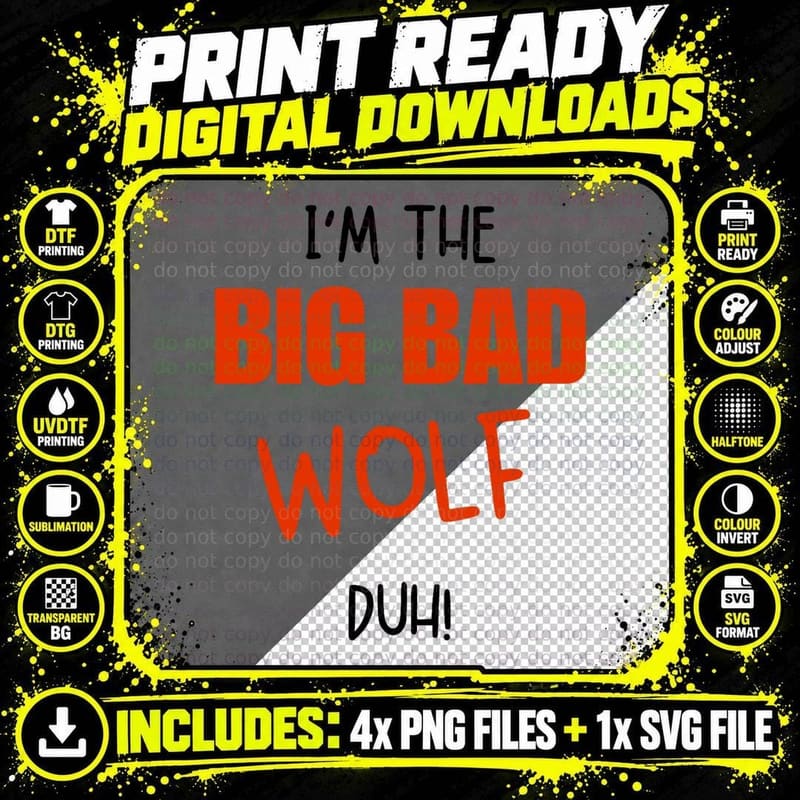 Pretend I'm a Wolf Bad Wolf Costume Halloween Party Png SVG Digital Bundle