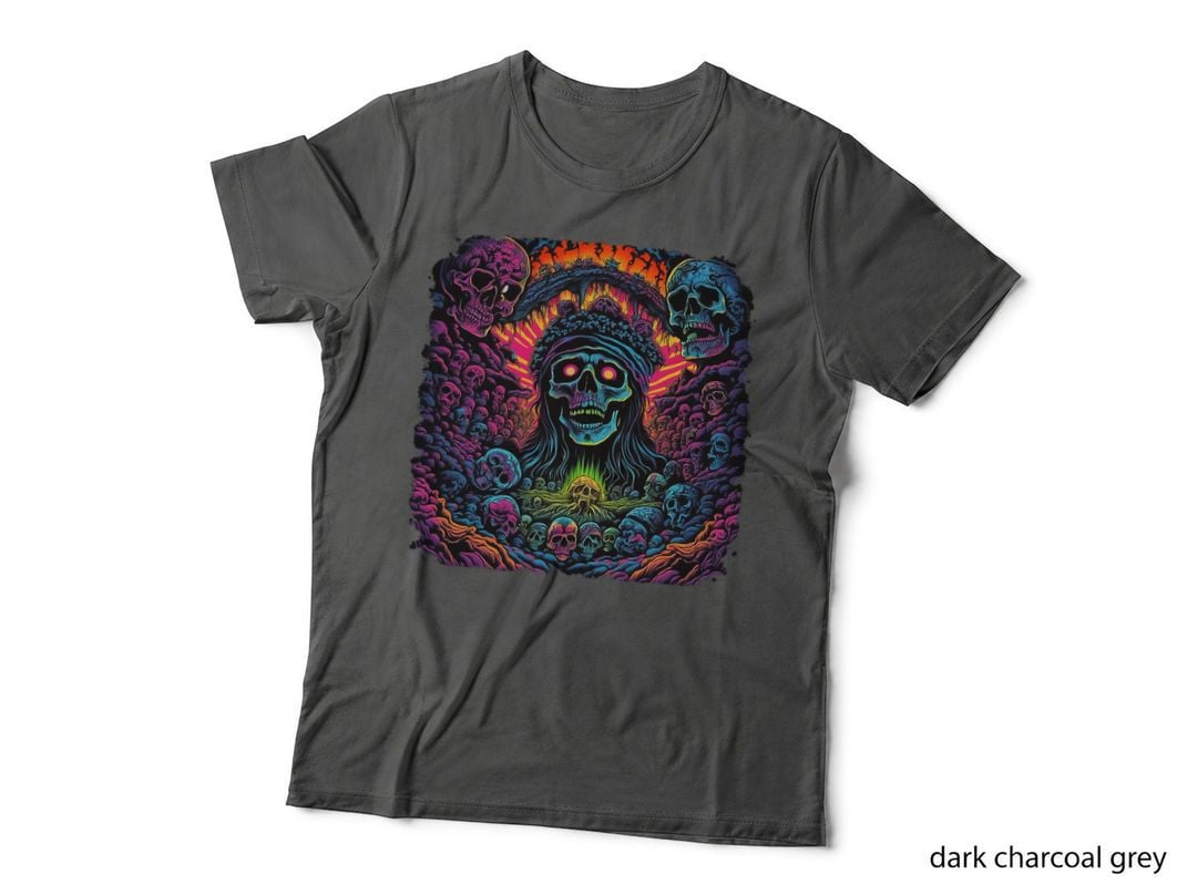 Psychedelic, Trippy, Black Light Macabre Creepy Skull Art T-Shirt