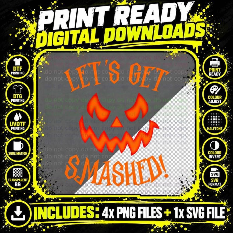 Pumpkin Matching Halloween Shirt Lets Get Smashed T-Shirt Png SVG Digital Bundle
