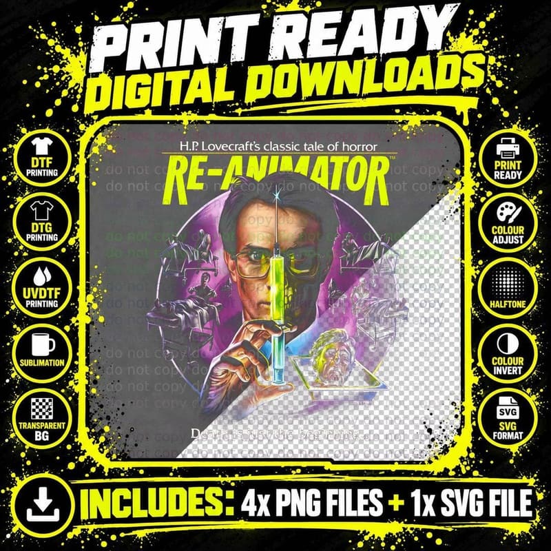 Re-Animator Horror T-Shirt, H.p. Lovecraft Png SVG Digital Bundle