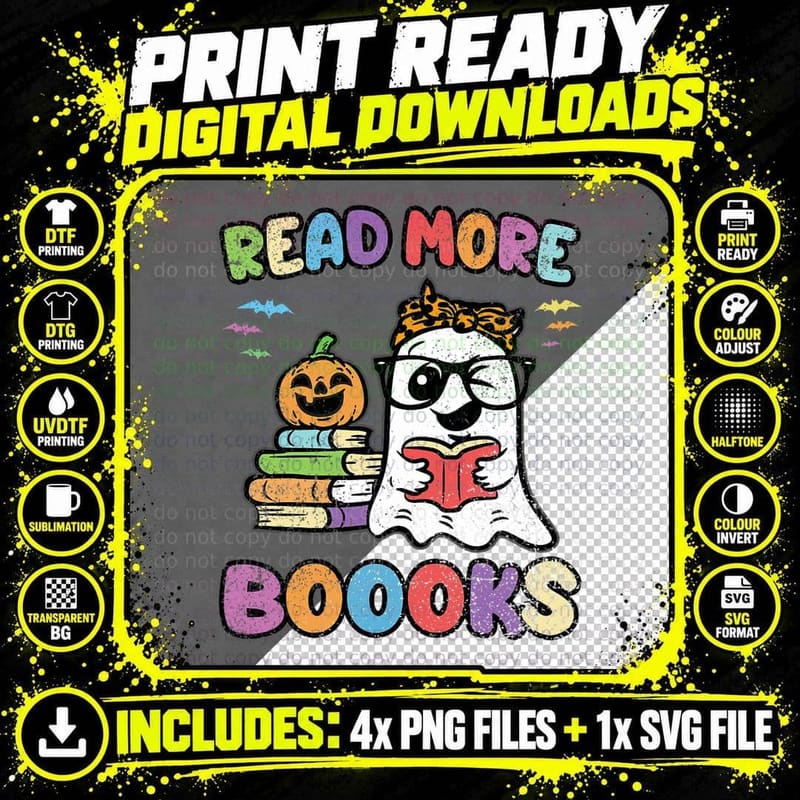 Read More Books Halloween Costume Reading Teacher Png SVG Digital Bundle