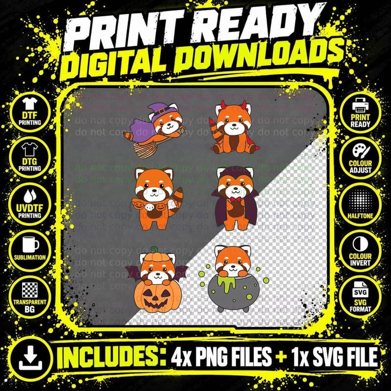 Red Panda Halloween Costume Red Pandas Halloween T-Shirt Png SVG Digital Bundle
