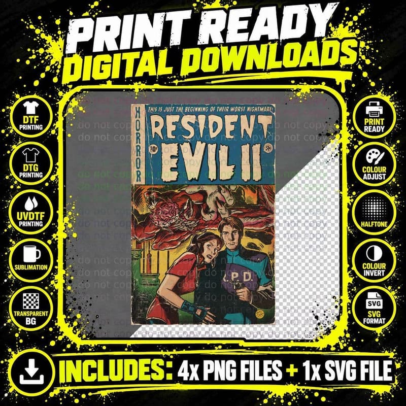 Resident Evil 2 Comic Book Cover T-Shirt, Horror Fan Art Png SVG Digital Bundle