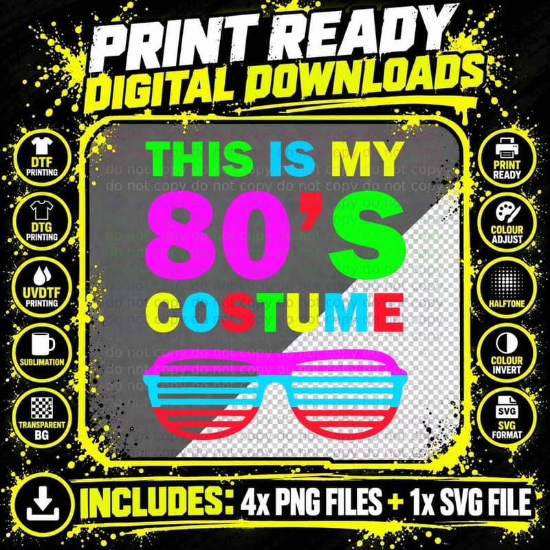 Retro Halloween 80's Costume, Retro Halloween Disco Png SVG Digital Bundle