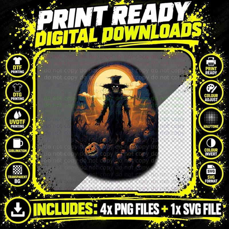 Scarecrow Scary Spooky Halloween Costume for Men Woman Png SVG Digital Bundle