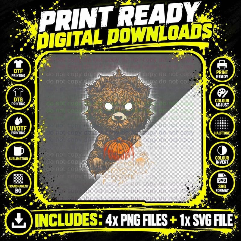 Scary Horror Zombie Teddy Bear Halloween Graphic T-Shirt Png SVG Digital Bundle