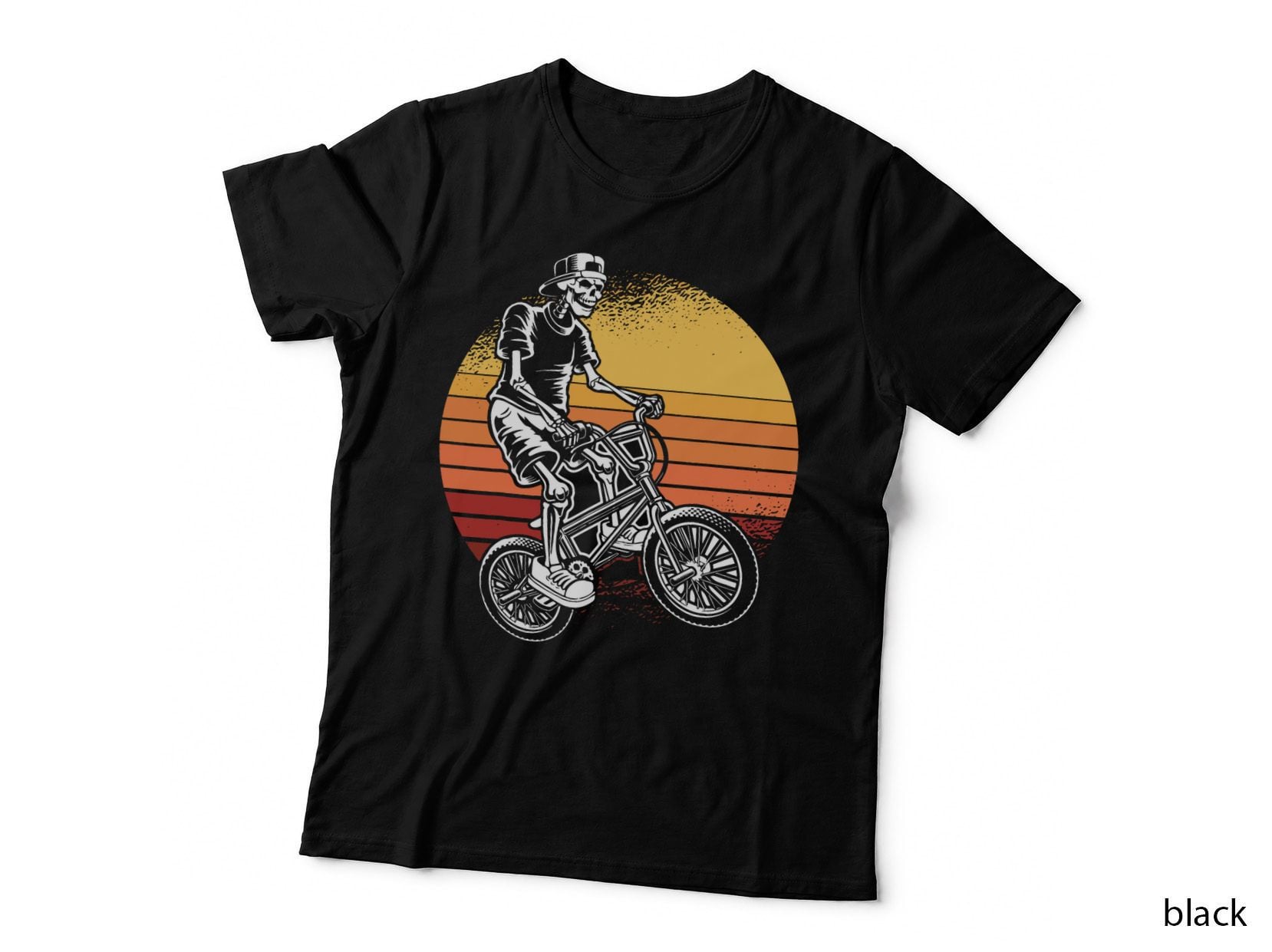 Skeleton Biking Lazy Halloween Costume Retro Bicycle T-Shirt