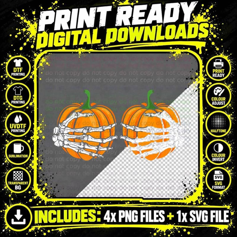 Skeleton Hand Boob Pumpkin Spooky Season Halloween Png SVG Digital Bundle