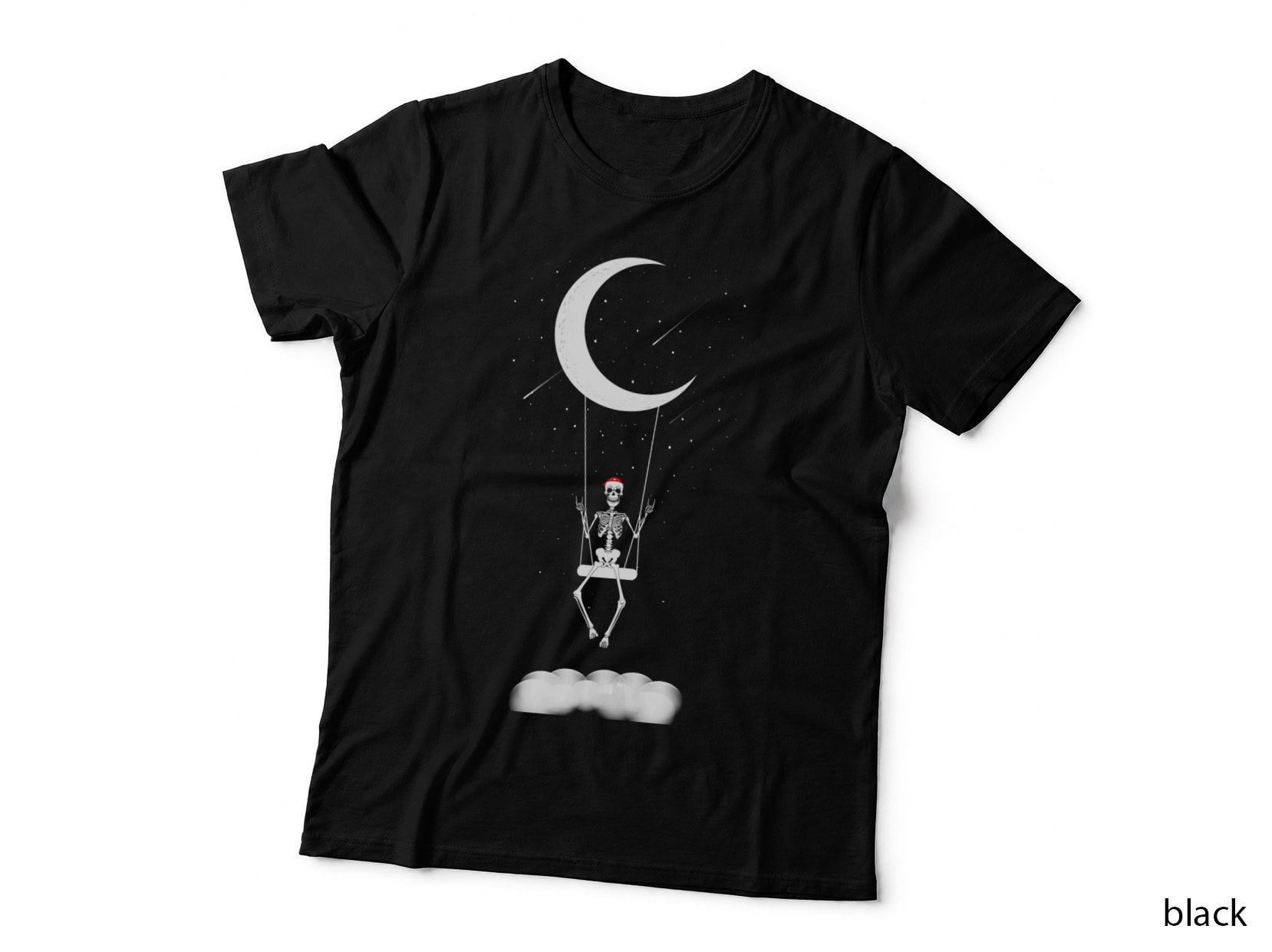 Skeleton Moon Swing - Music Tees Men & Women Rock and Roll T-Shirt