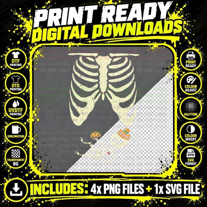 Skeleton Pregnancy Halloween Mexican Mom Baby Reveal Png SVG Digital Bundle