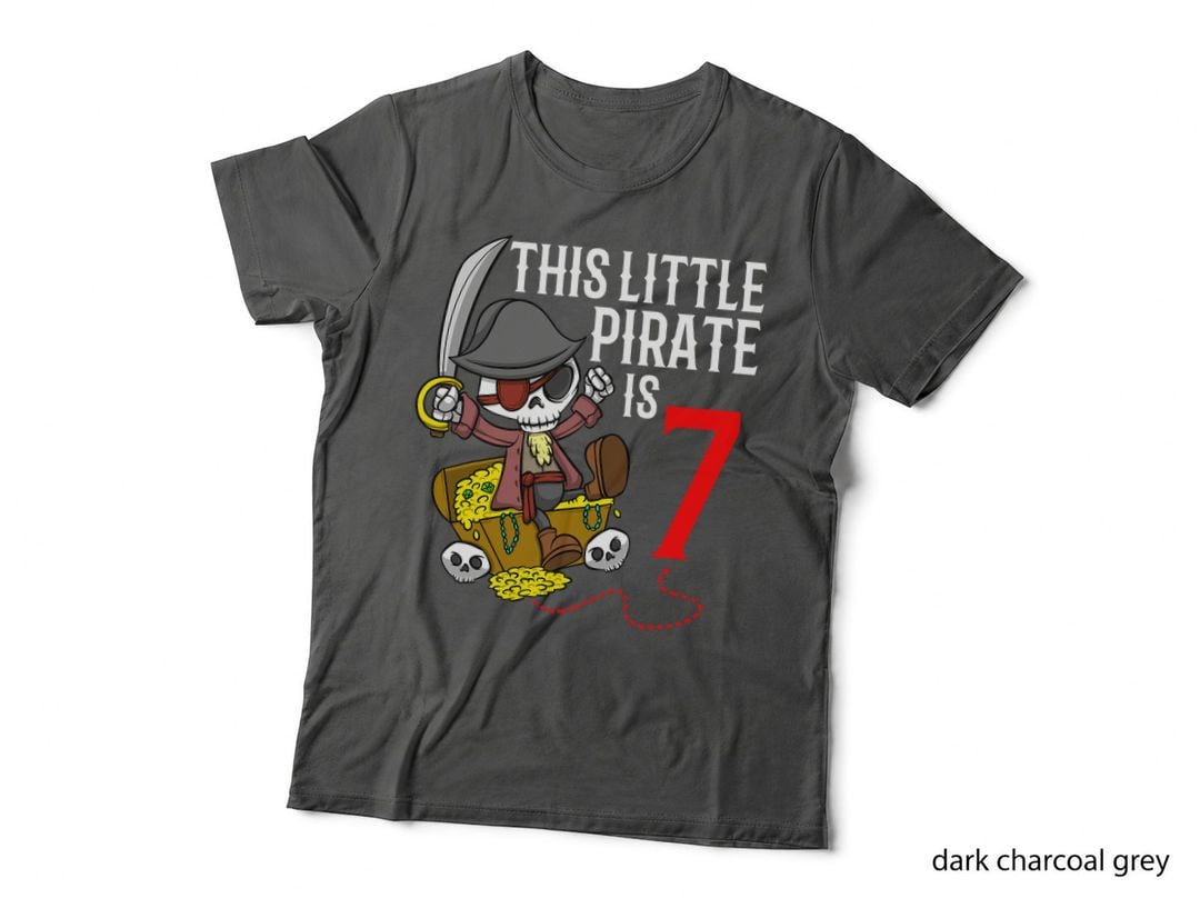 Skeleton This Little Pirate Is 7 Kids Pirate Birthday T-Shirt