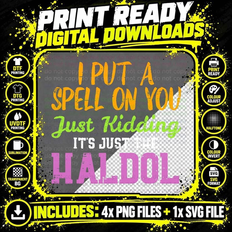 Spell Just Kidding Haldol Funny Nurse Halloween RN ICU Png SVG Digital Bundle