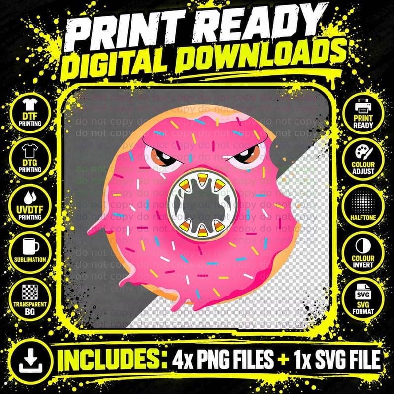Spooky Donut, Halloween Donut Costume Scary Donuts Png SVG Digital Bundle
