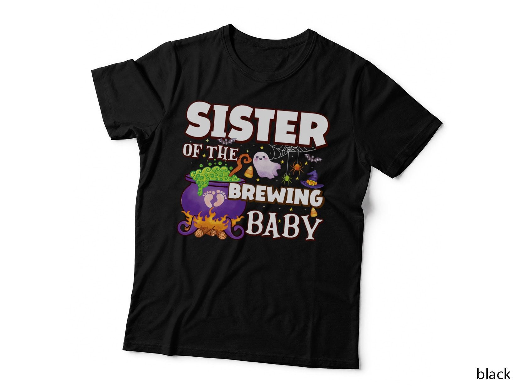 Spooky Sister of Brewing Baby Halloween Theme Baby Shower T-Shirt