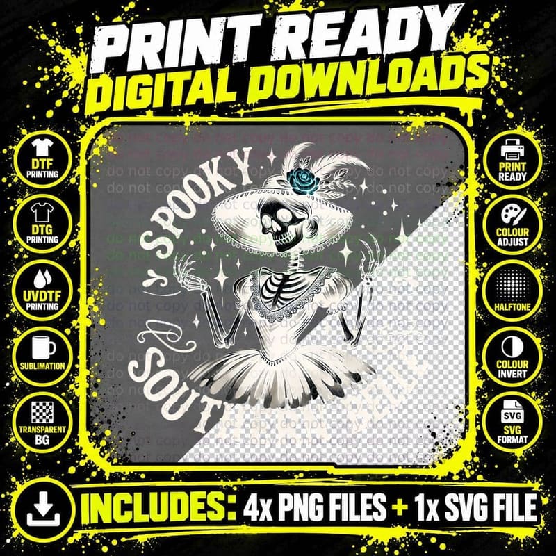 Spooky Southern Belle, Retro Vintage, Gift Idea Png SVG Digital Bundle