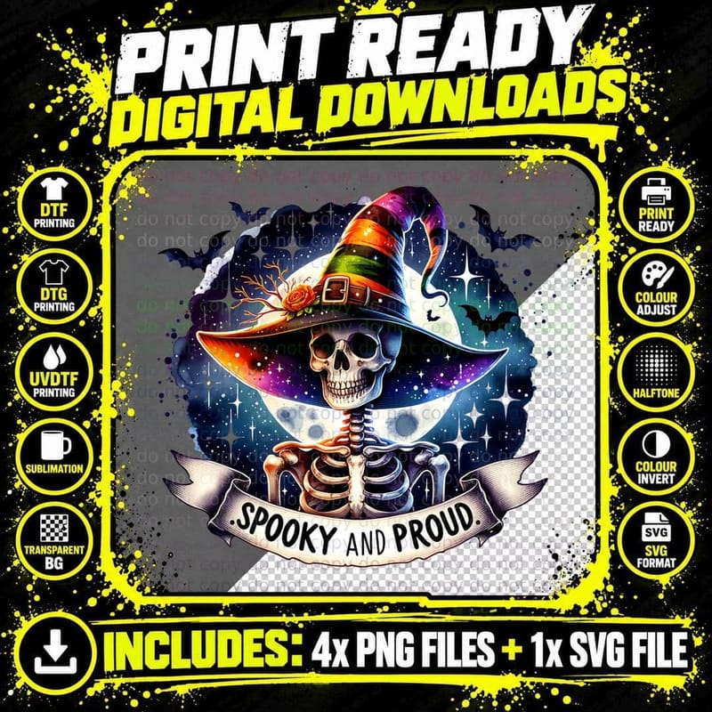 Spooky and Proud, Retro Vintage, Funny Aesthetic Png SVG Digital Bundle