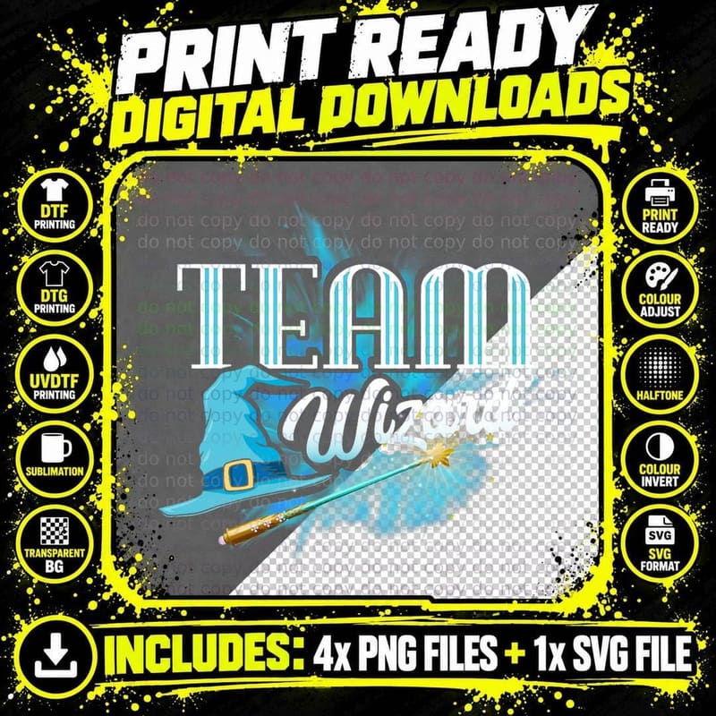 Team Witch Wizard Gender Reveal Party Supplies Baby Png SVG Digital Bundle