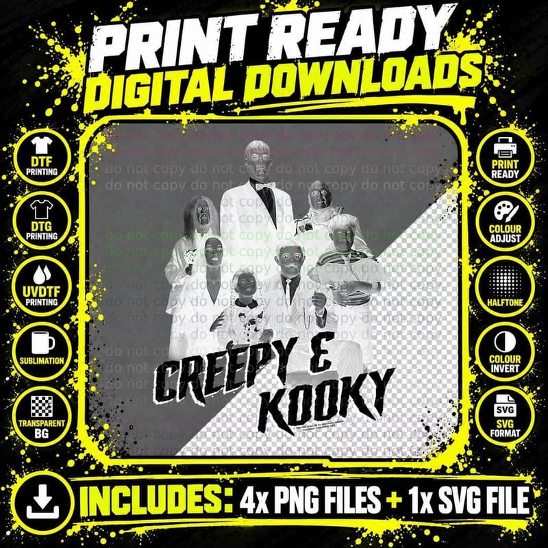 The Addams Family Creepy and Kooky T-Shirt Png SVG Digital Bundle