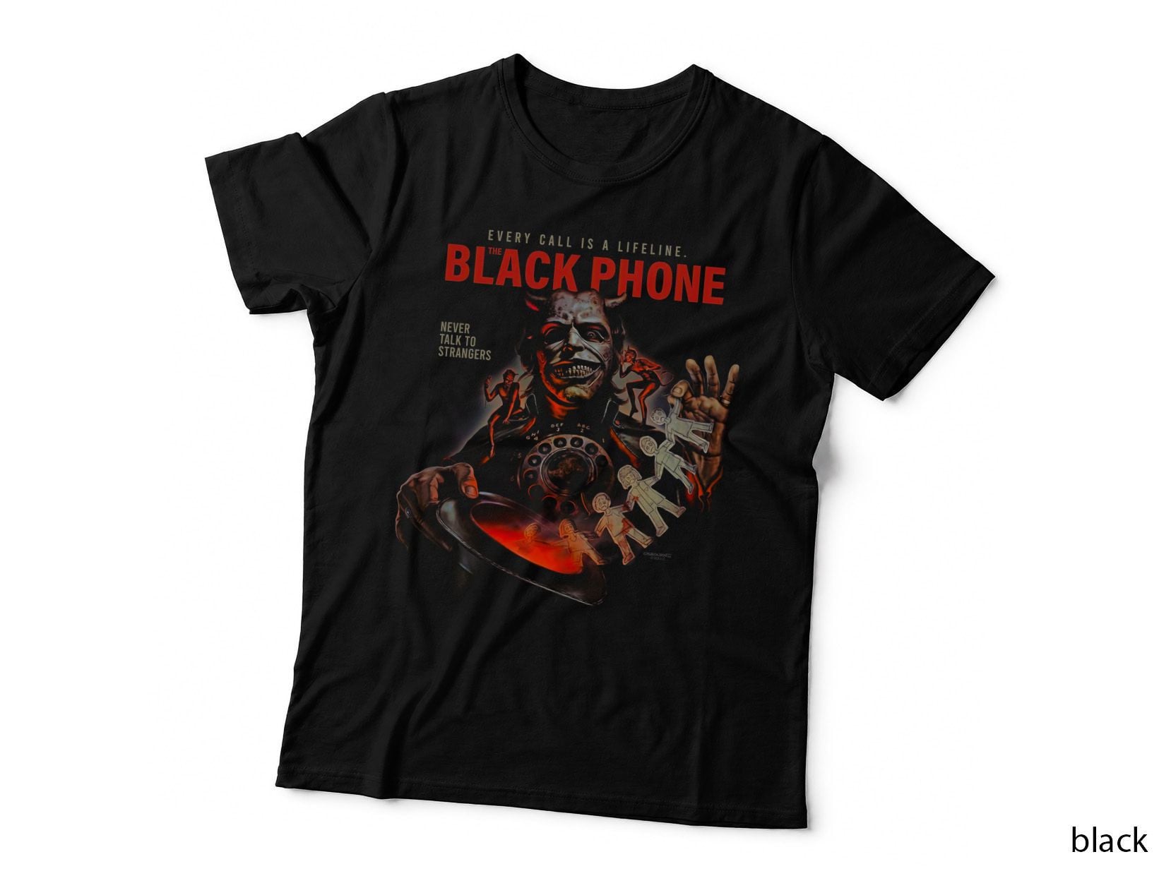 The Black Phone Horror T-Shirt, Dark Art Print, Halloween Costume