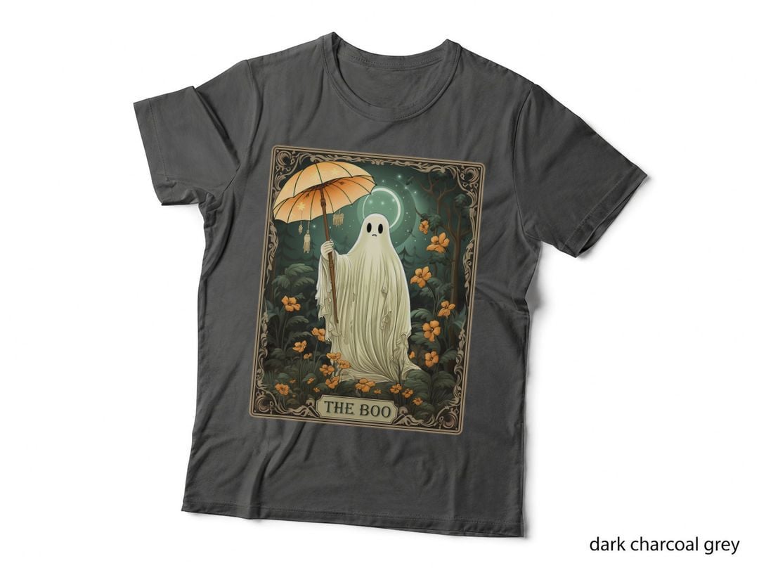 The Boo Tarot Card Floral Halloween Ghost in the Forest T-Shirt