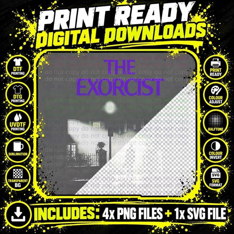 The Exorcist Horror Movie Fan Tee, Halloween Costume Png SVG Digital Bundle