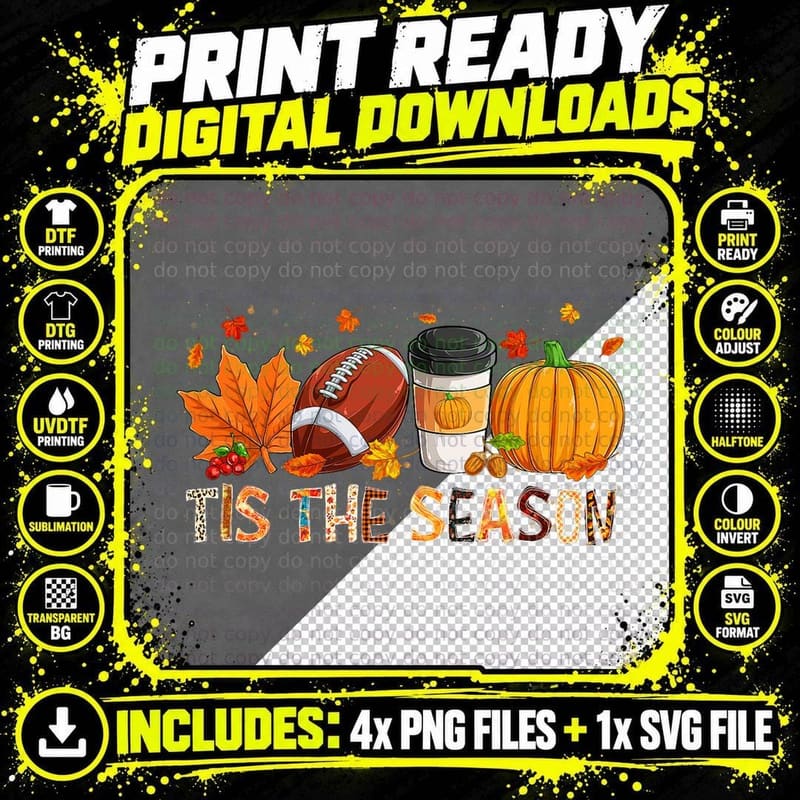 The Season Leopard Pumpkin American Football Halloween Png SVG Digital Bundle