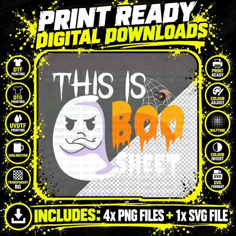 This Is Boo Sheet Funny Halloween Lover Ghost Party Png SVG Digital Bundle