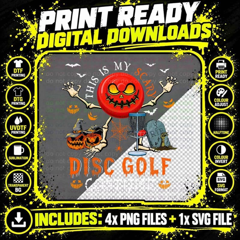 This Is My Scary Disc Golf Costume Halloween Skeleton Png SVG Digital Bundle