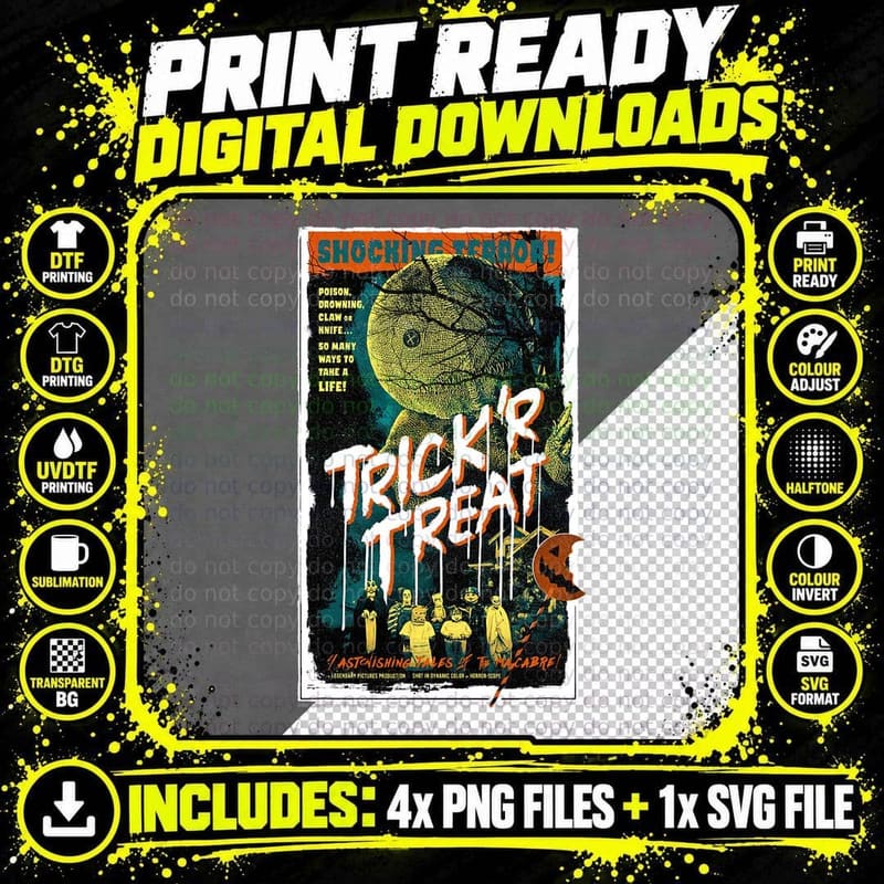 Trick 'R Treat - Tales of the Macabre Retro Poster Png SVG Digital Bundle